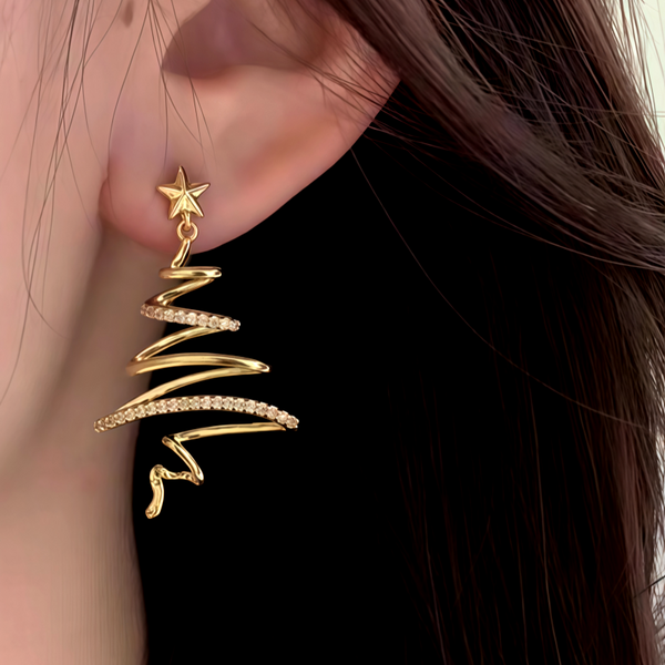 14K Gold-Plated Christmas Tree Earrings
