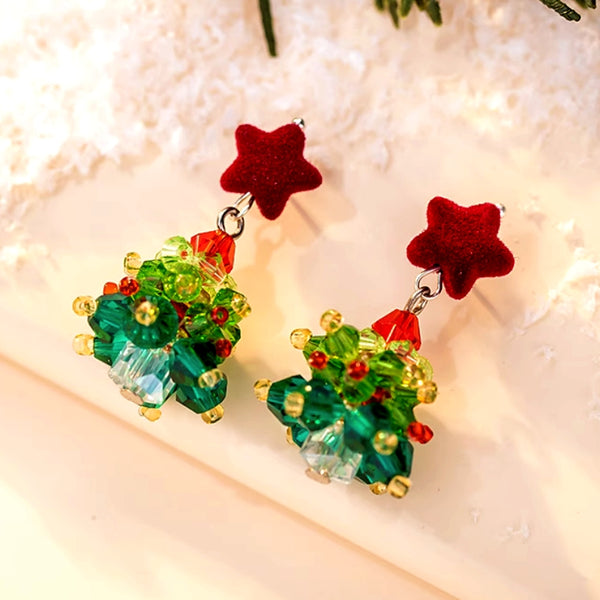14K Gold-Plated Christmas Tree Star Earrings