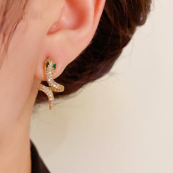 14K Gold-Plated Snake-Shaped Earrings