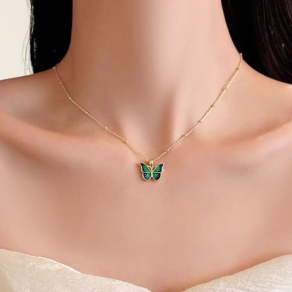 14K Gold-Plated Colorful Gradient Butterfly Necklaces