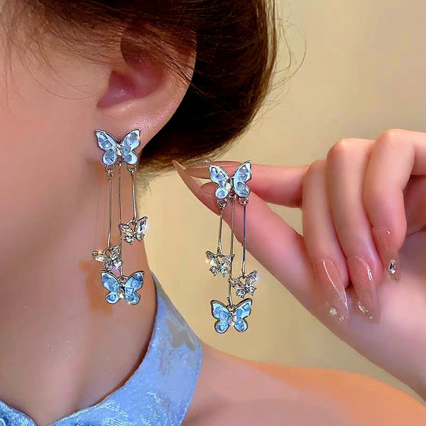 14K Gold-Plated Crystal Butterfly Earrings