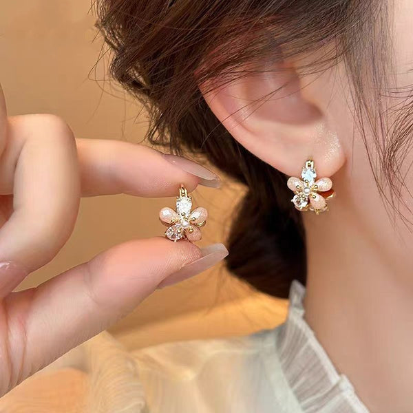 14K Gold-Plated Crystal Flower Earrings