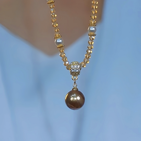 14K Gold-Plated Crystal Pearl Necklace