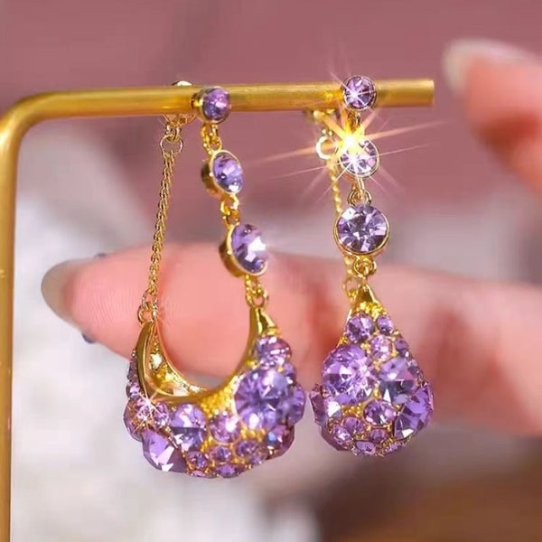 14K Gold-Plated Crystal Purple Bag Earrings