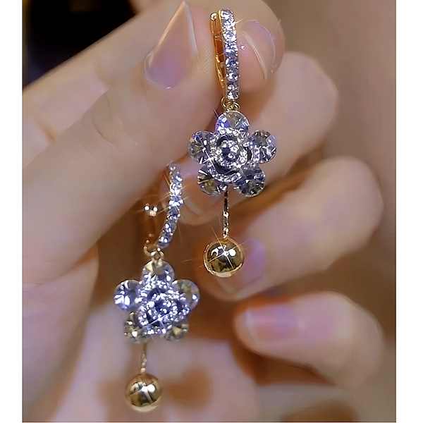 14K Gold-Plated Crystal Rose Earrings