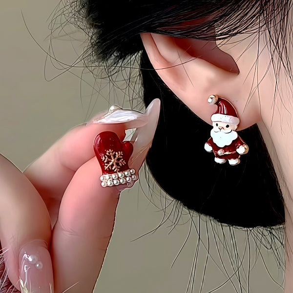 14K Gold-Plated Cute Christmas-Themed Earrings