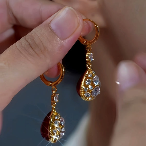 14K Gold-Plated Daimond Water Drop Earrings