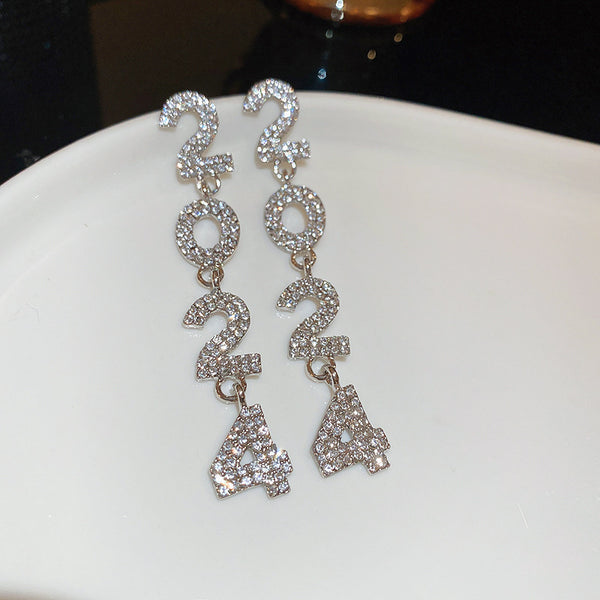 14K Gold-Plated Diamond 2024 Pearl Earrings