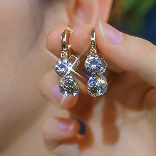 14K Gold-Plated Diamond Ball Earrings