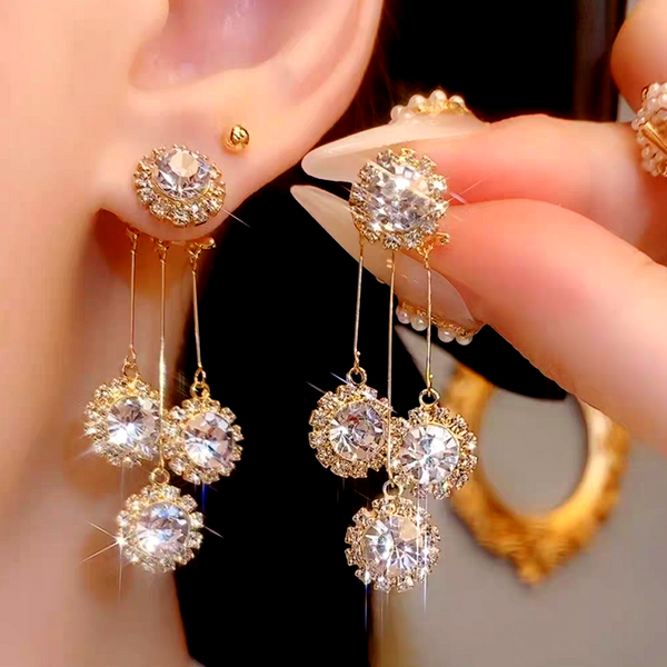 14K Gold-Plated Diamond Bling Drop Earrings