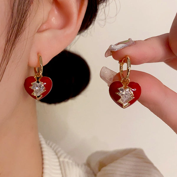 14K Gold-Plated Diamond Broken Heart Earrings