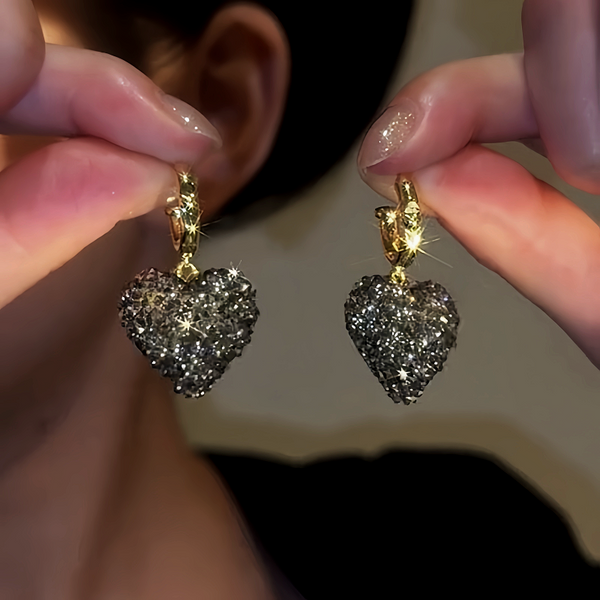 14K Gold-Plated Diamond Heart Earrings