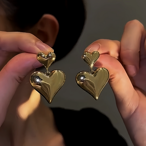 14K Gold-Plated Double-Heart Earrings