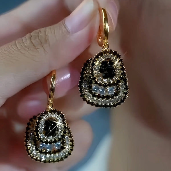 14K Gold-Plated Double-Layer Diamond Earrings