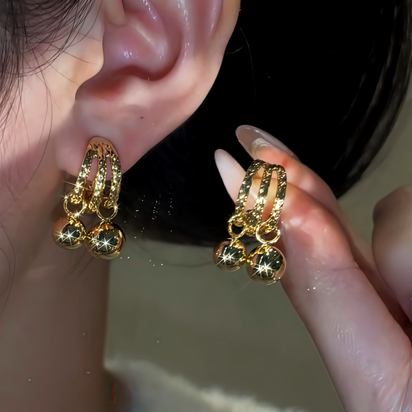 14K Gold-Plated Double-Layer Water Drop Earrings