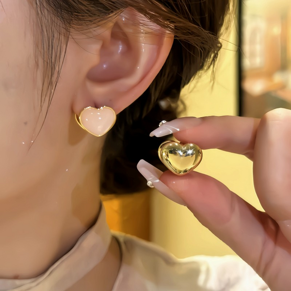 14K Gold-Plated Double-Sided Heart Earrings