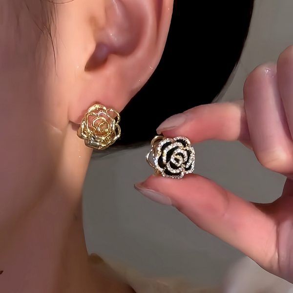 14K Gold-Plated Double-Sided Rose Earrings