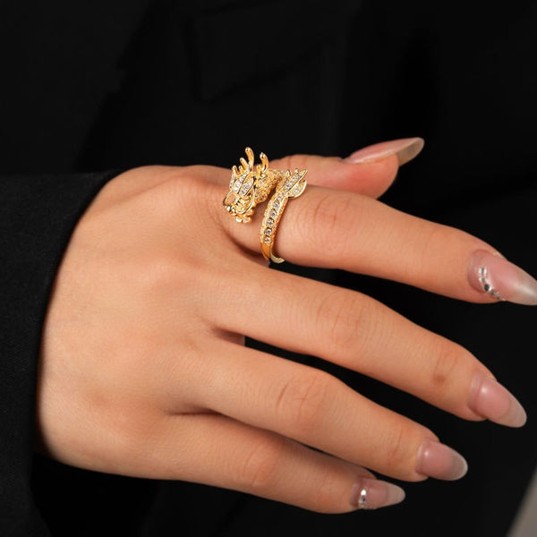 14K Gold-Plated Dragon Rings
