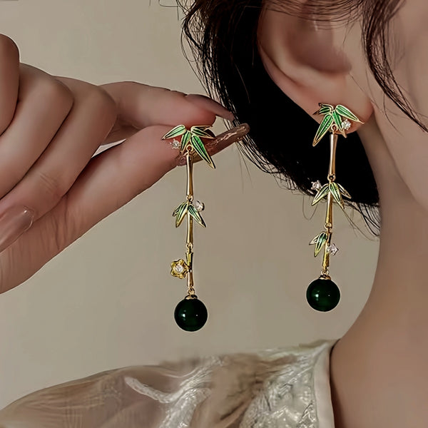 14K Gold-Plated Elegant Bamboo Earrings