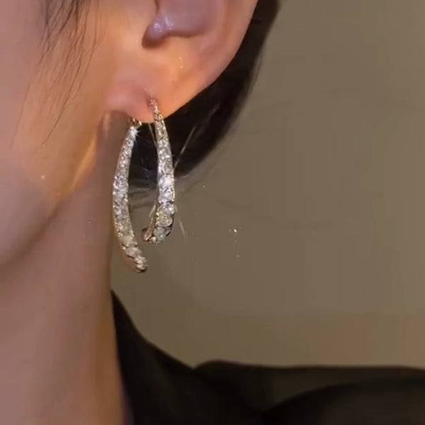 14K Gold-Plated Elegant Bling Cross Earrings