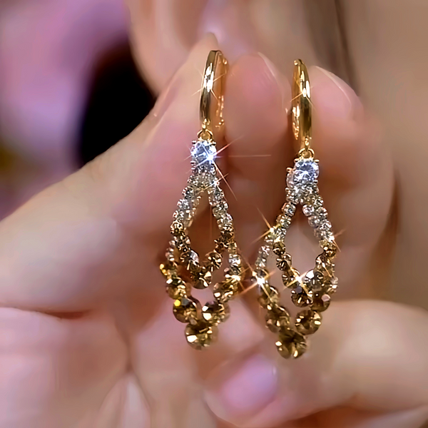 14K Gold-Plated Elegant Brown Diamond Earrings