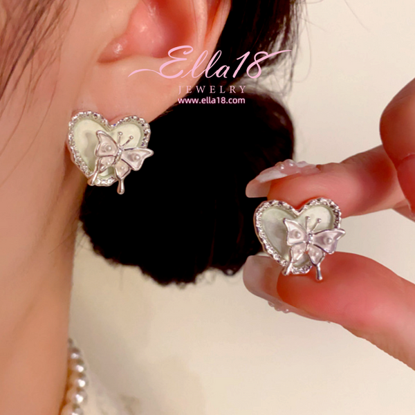 14K Gold-Plated Elegant Butterfly Heart Earrings