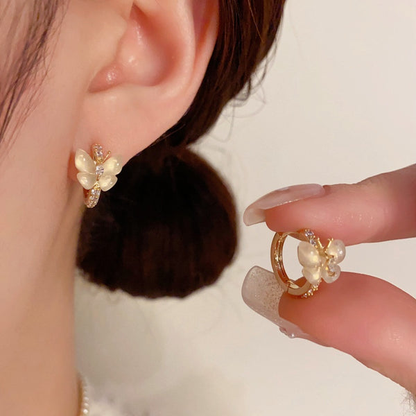 14K Gold-Plated Elegant Butterfly Hoop Earrings