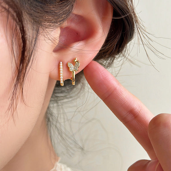 14K Gold-Plated Elegant Butterfly Stud Earrings