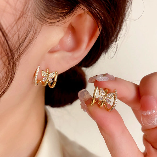 14K Gold-Plated Elegant Butterfly Studs