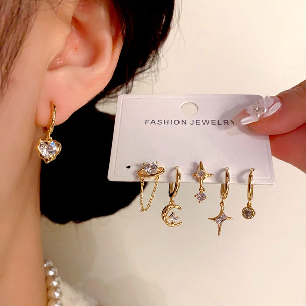 14K Gold-Plated Elegant Combination Earring Set