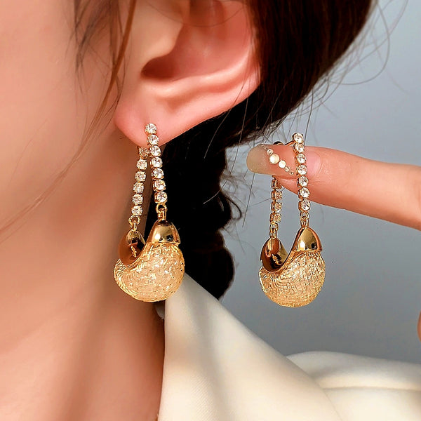 14K Gold-Plated Elegant Crystal Mesh Earrings