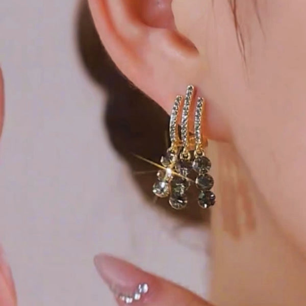 14K Gold-Plated Elegant Diamond Drop Earrings