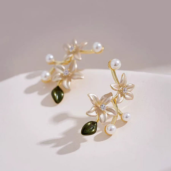 14K Gold-Plated Elegant Flower Earrings
