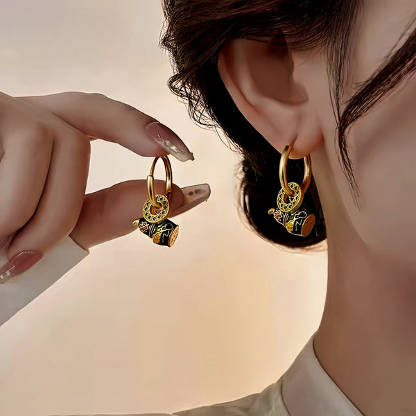 14K Gold-Plated Elegant Gourd Fortune Earrings