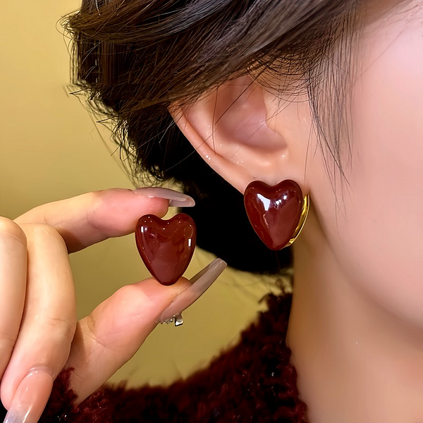 14K Gold-Plated Elegant Heart- Design Earrings