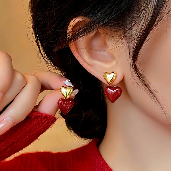 14K Gold-Plated Elegant Heart-Design Earrings