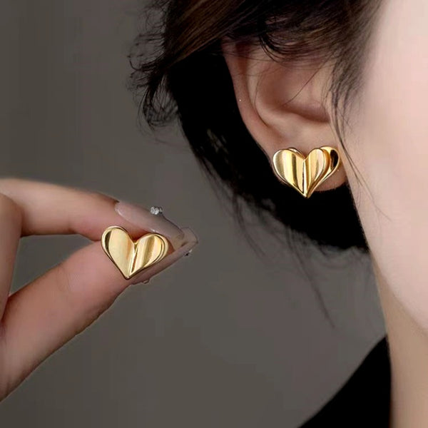 14K Gold-Plated Elegant Heart-Design Studs