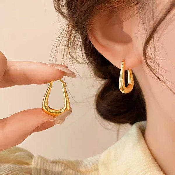 14K Gold-Plated Elegant Irregular U-Shaped Earrings
