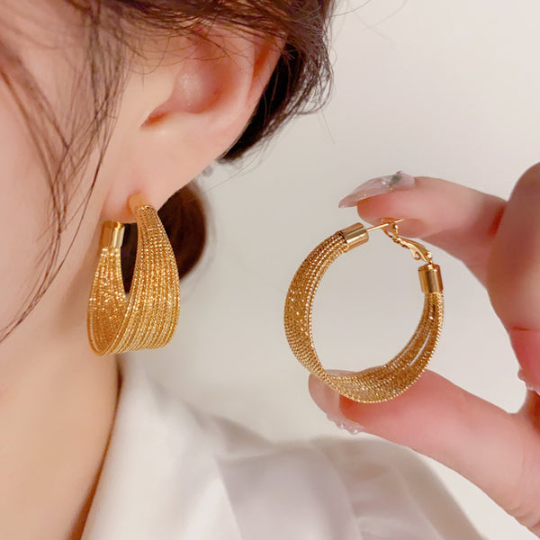 14K Gold-Plated Elegant Large Hoop Earrings