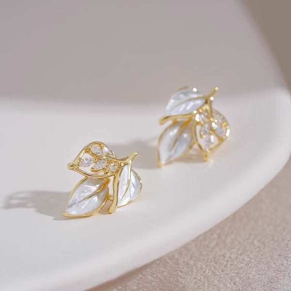 14K Gold-Plated Elegant Leaf Stud Earrings