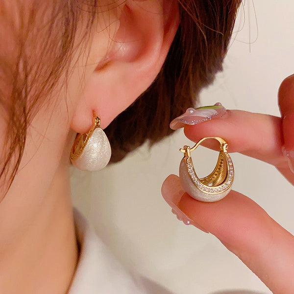 14K Gold-Plated Elegant Micro-Embedded Oil Drop Earrings