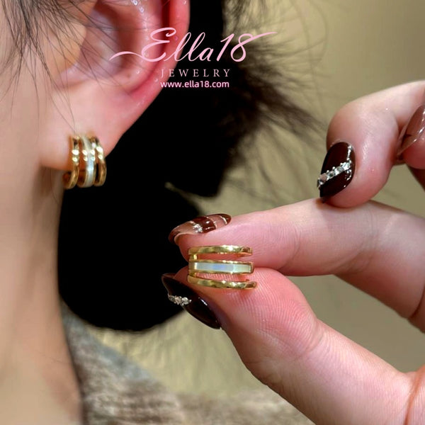 14K Gold-Plated Elegant Multi-Layer Stud Earrings