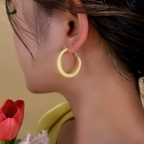 14K Gold-Plated Elegant Oil Drop Yellow Hoop Earrings