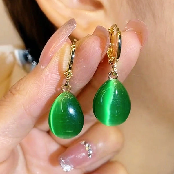 14K Gold-Plated Elegant Opal Drop-Shaped Earrings