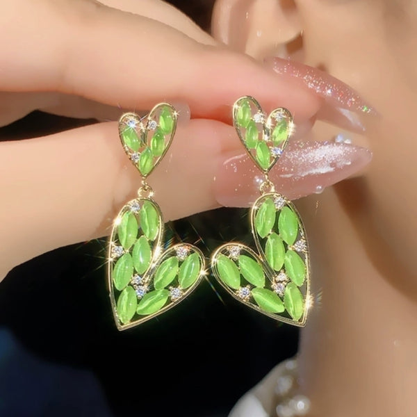 14K Gold-Plated Elegant Opal Love Heart Earrings