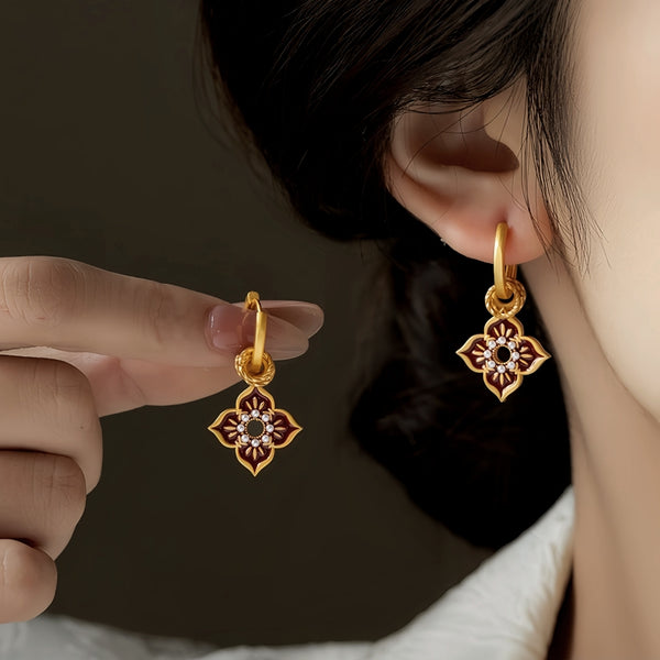 14K Gold-Plated Elegant Painted Glazen Earrings