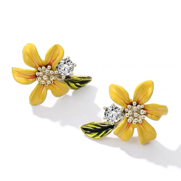 14K Gold-Plated Elegant Petal Flower Earrings