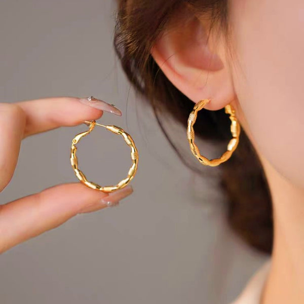 14K Gold-Plated Elegant Plain Hoop Earrings