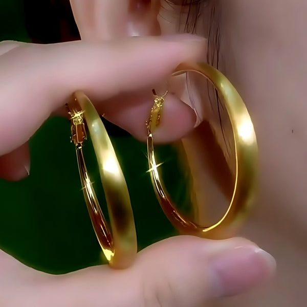 14K Gold-Plated Elegant Simple Big Hoop Earrings