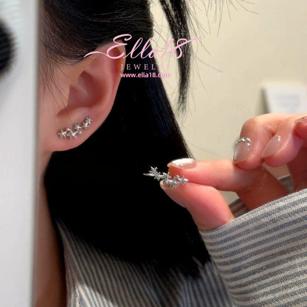 14K Gold-Plated Elegant Star Crawler Earrings